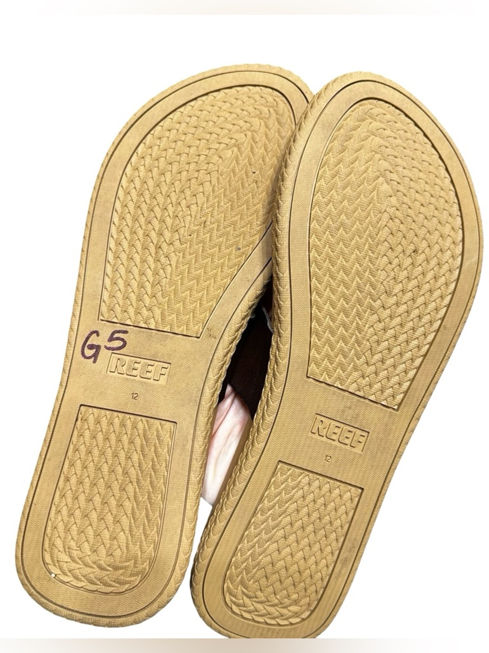 REEF Brown Cushion Sol Flat Sandals Size 12 Tan Comfort Beach Summer Espadrilles - Picture 8 of 9